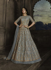 Endless Looking Gown in Blue-Grey Colour